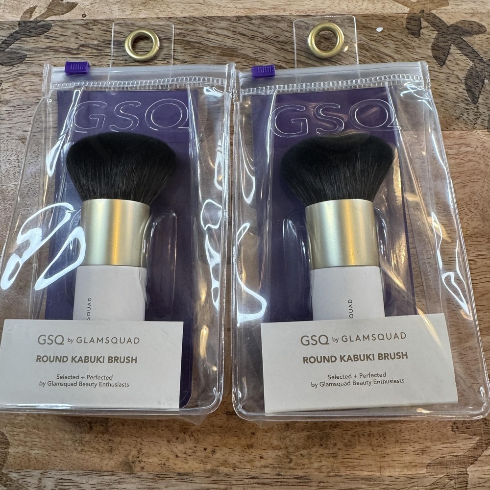 GSQ By GLAMSQUAD Round Kabuki Brush Black Synthetic Lot Of 2 New Face Makeup